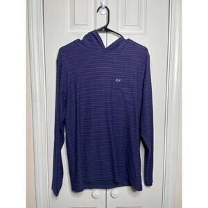VIneyard Vines Mens Edgartown T-Shirt Long Sleeve Blue Stripes Pocket Logo Whale